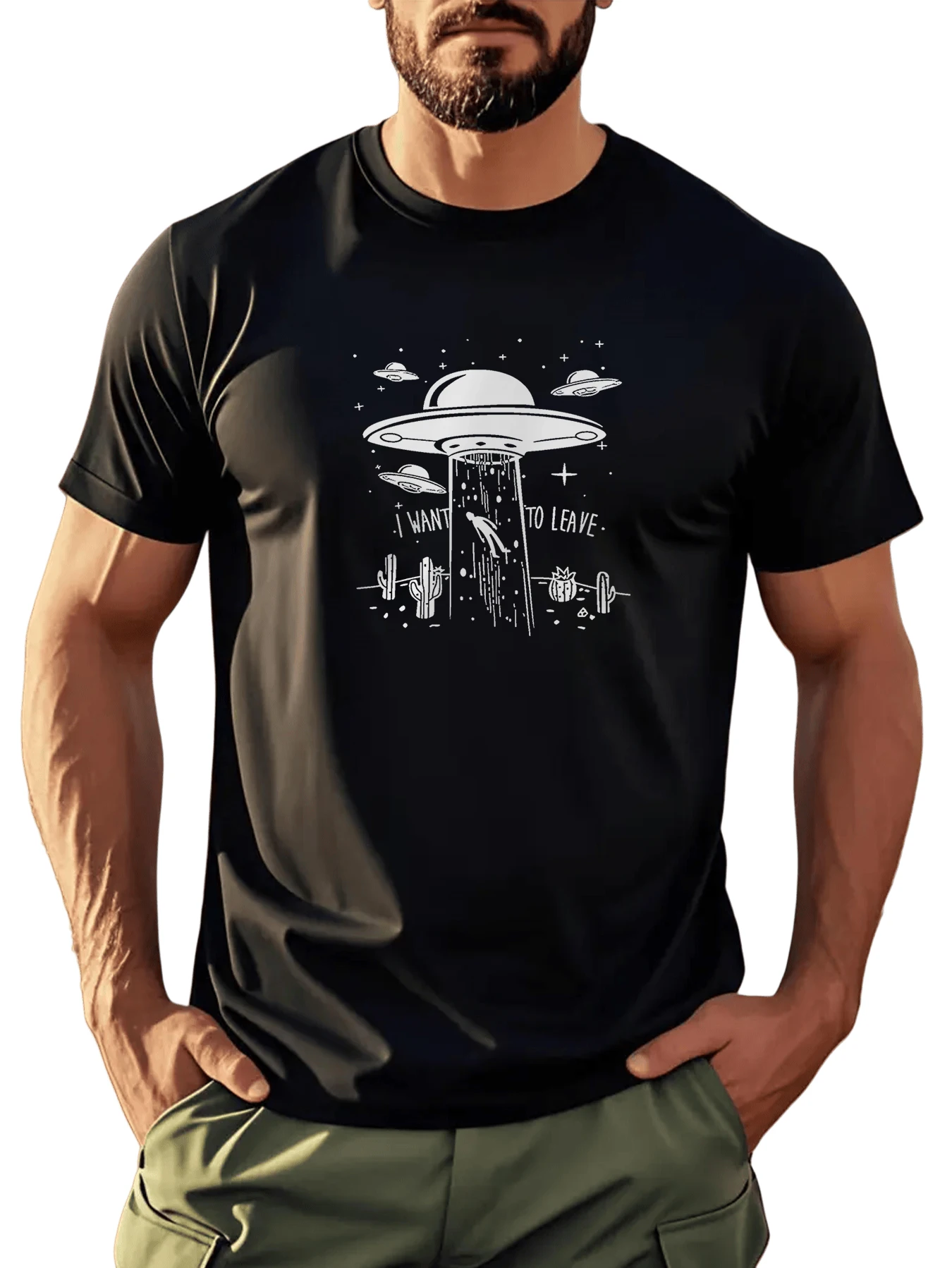 

Space Ship Funny Graphic Printed T-Shirt Trendy Streetwear Polyester Quick Dry Sportswear Summer Short Sleeve Men's Casual Tees