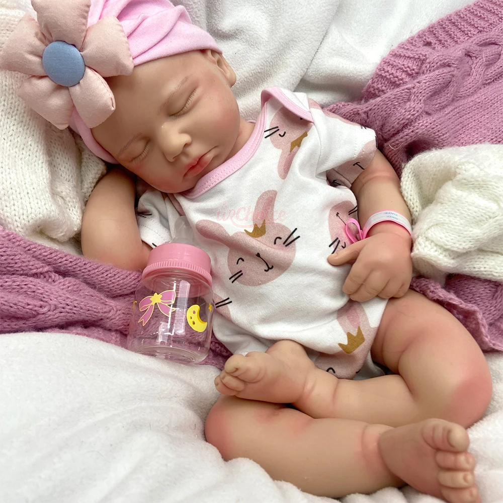 Bambola Reborn in Silicone Solido da 20 Pollici, Realistica, con Bocca Apribile, Peso di Neonato, Sensazione Reale, per Collezionisti