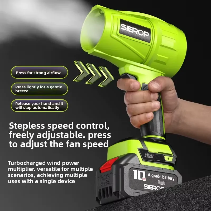 High Power Brushless Turbo Fan Portable Leaf Blower Industrial Grade Strong Durable Rechargeable Lithium Battery Low Noise