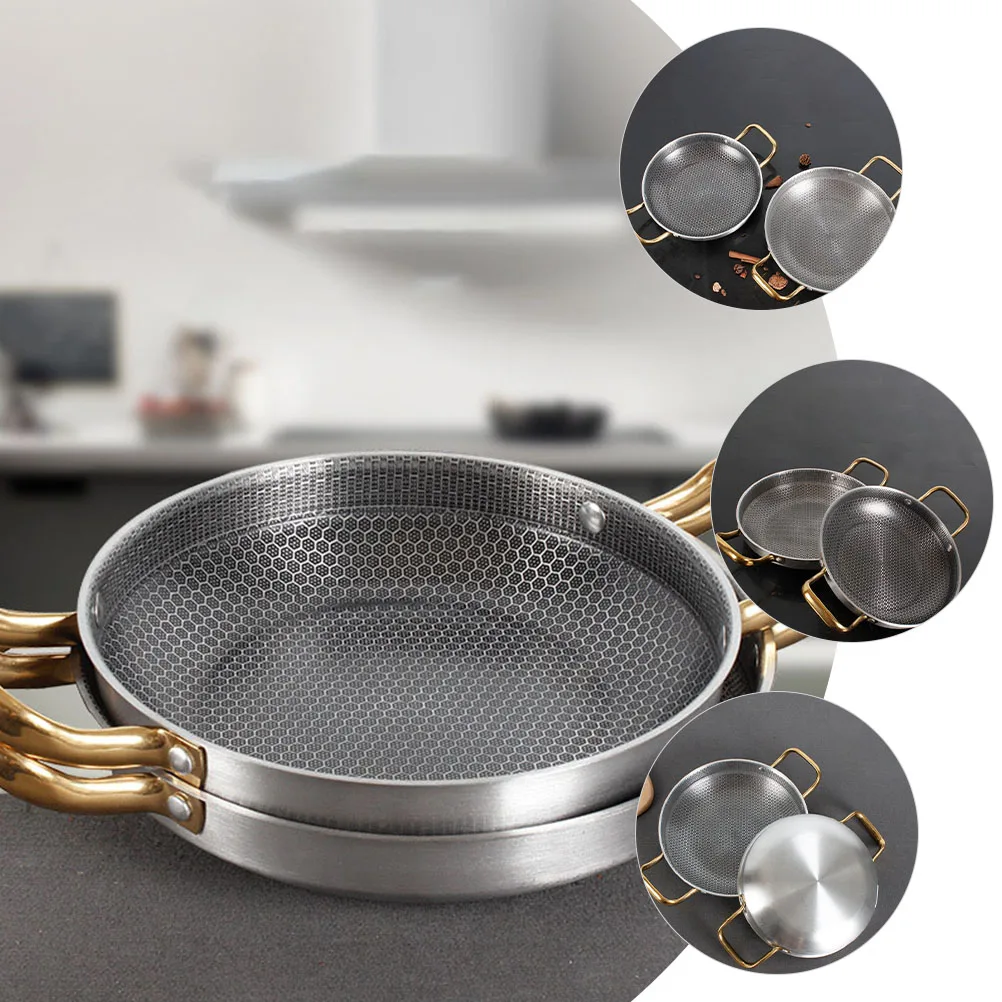 

Thickened Dry Pot Honeycomb Nonstick Frying Pan Stainless Steel Ergonomic Handle Lightweight Fry Pan for Gas Electric Induction