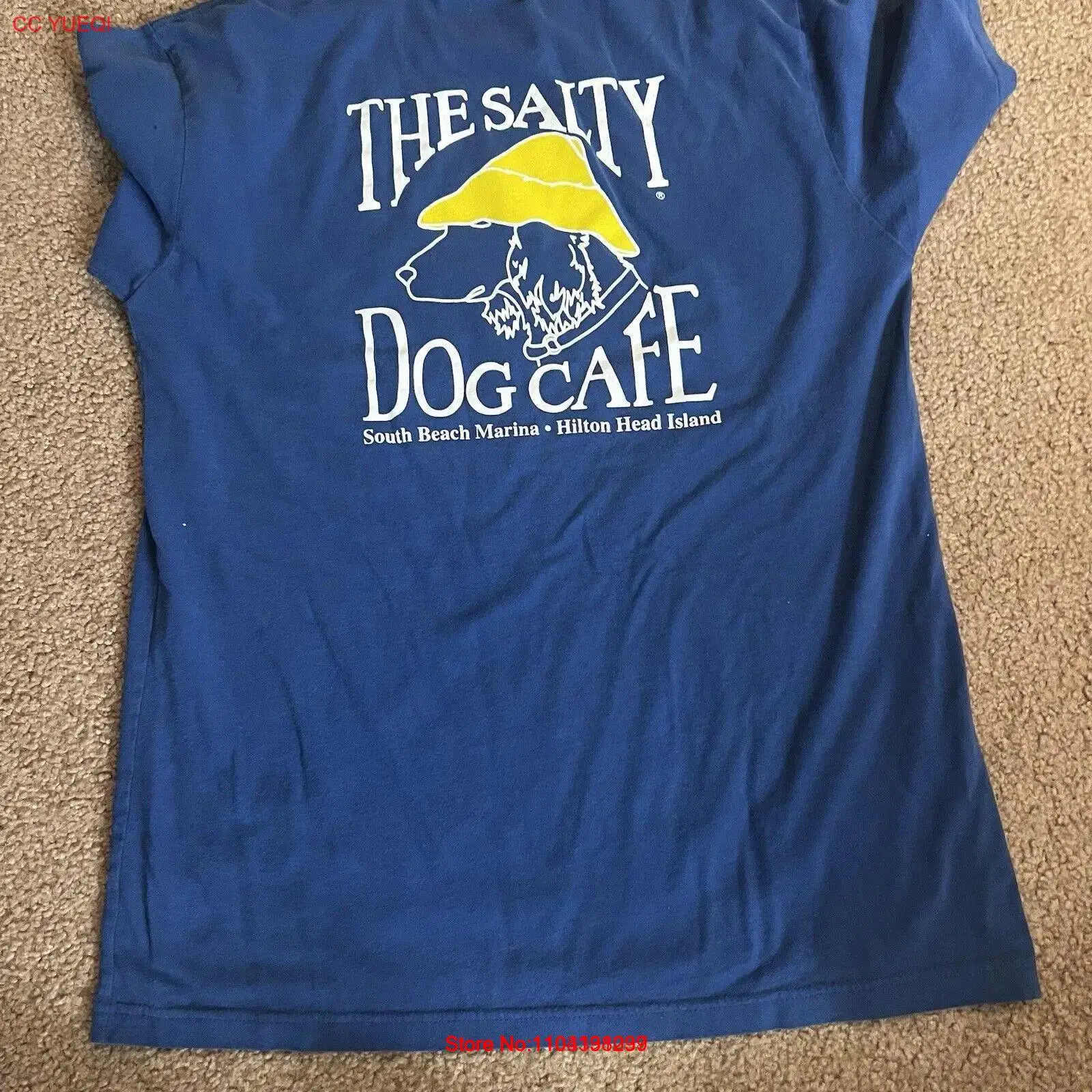 The Salty Dog Cafe Shirt Hilton Head Island South Beach Marina Large Blue