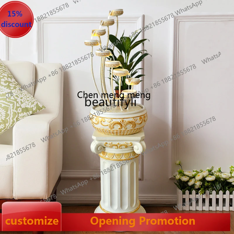 sscn8617 European-Style Fountain Water Water Landscape Decoration Fengshui Wheel Living Room Home Humidifier Decoration Fish Pon