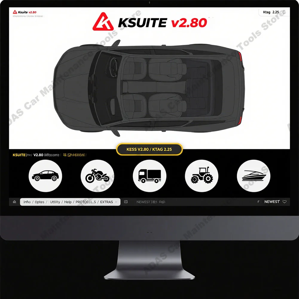 Ksuite 2.80 Ktag 2.25 funciona con KESS V2 V5.017 RSA Error de desbloqueo corregido para tractores de automóviles y camiones