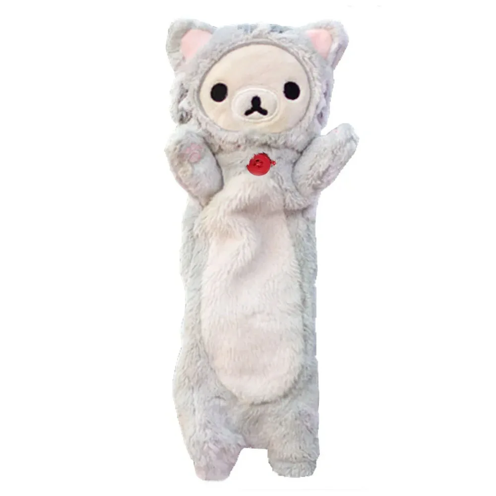 

Милый Rilakkuma Korilakkuma серый кот плюшевый пенал для девочек контейнер для ручек косметический органайзер сумка чехлы для школы
