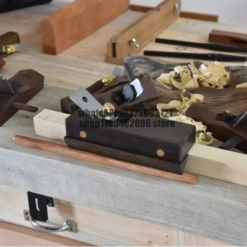 Smooth Hand Push Planer Woodworking Corner Planer Ebony Wood 45/60 Degree Adjustable for Wood Cutting Polishing Treatment Tool
