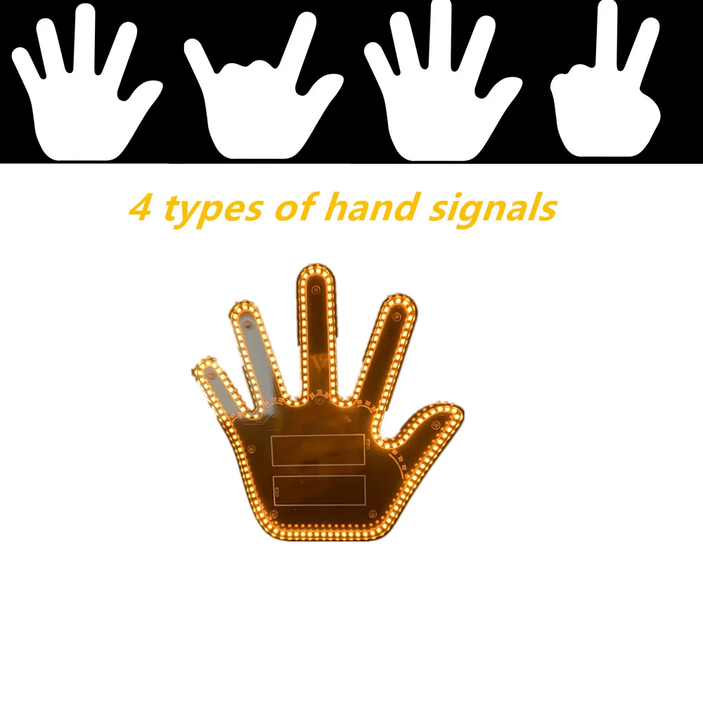 Funny Car Finger Light,Middle Finger Light Multipurpose Gesture Display Light Road Rage Signs Hand Lamp LED Sticker Glow Panel