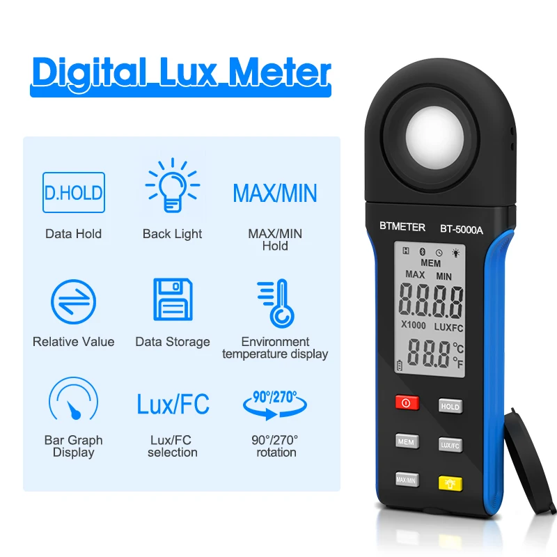 HP-5000A High-Performance Luxmeter Versatile, Accurate, and Feature-Rich for Professional Light Measurement and Analysis