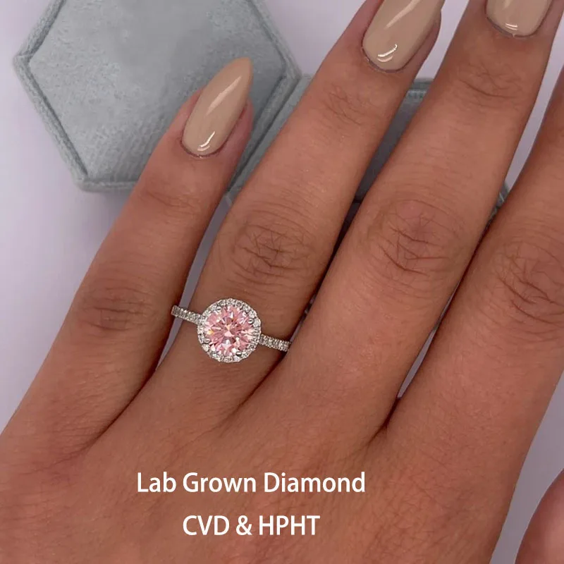 Fancy Vivid Pink Color VS VVS Clarity 1.30 Ctw Lab Grown Diamond IGI Certified Ideal Cut Engagement Ring 10k Gold
