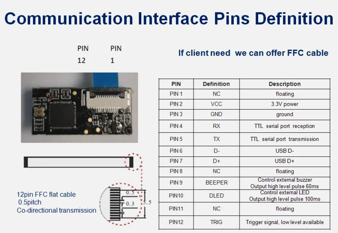 Modulo scanner UART da 3,3 V con motore lettore di codici a barre Code93 per chioschi self-service e sistemi POS