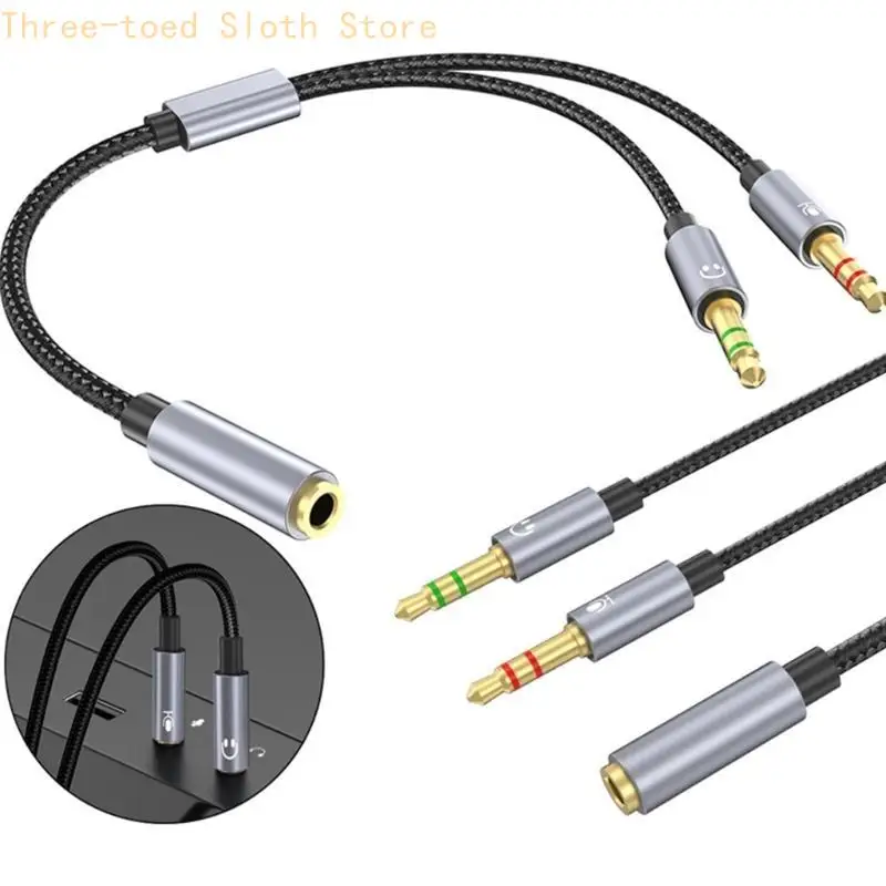 Soundmikrofone Splitterkabel 3,5 mm weiblich bis 2 Männer für Laptop -Lautsprecher Headsets E74A