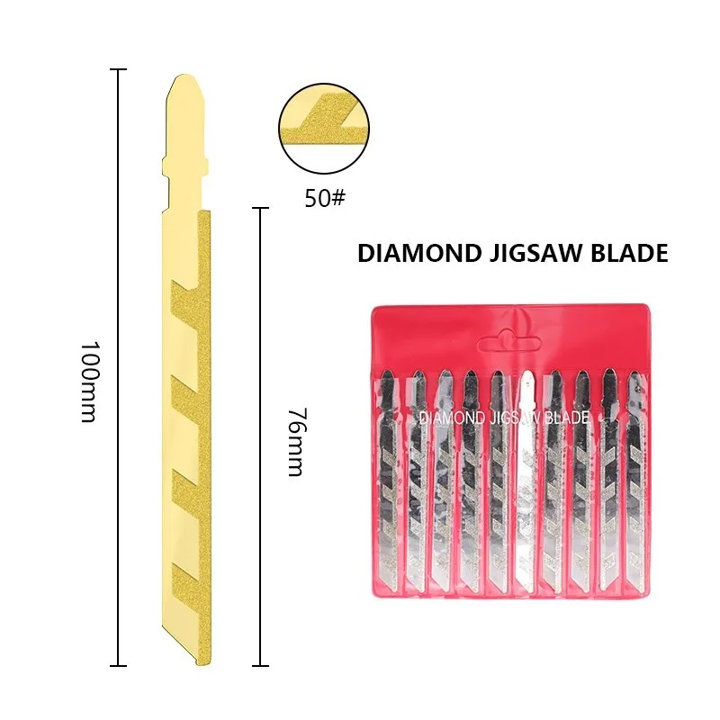 HAMPTON Jig Saw Blade 76mm T-Shank Reciprocating Saw Blade  Grit 50 Diamond Coated Jigsaw Blade for Granite Tile Ceramic Cutting