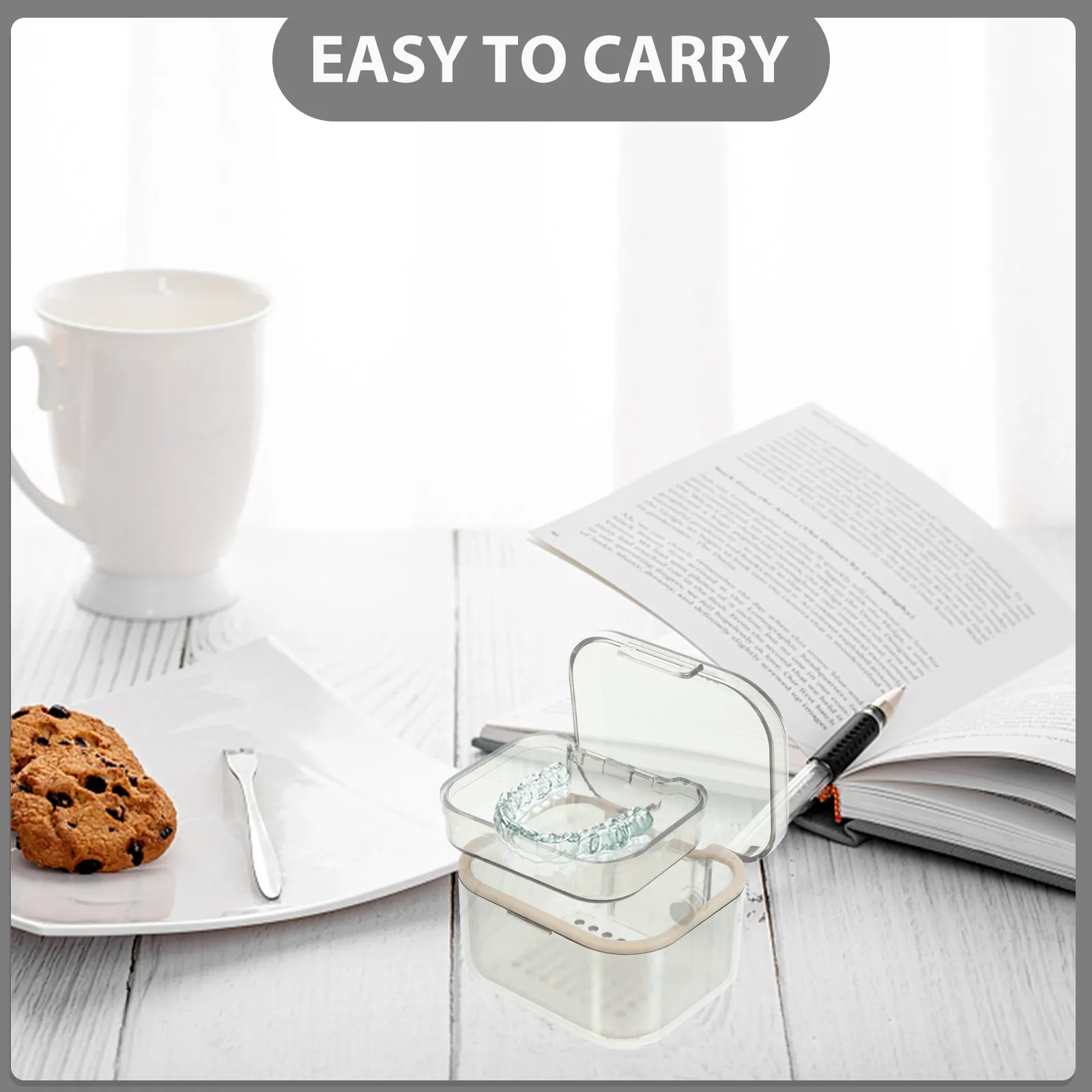 

Коробка для зубных протезов с дренажной полкой, портативный футляр для хранения брекетов, для чистки, путешествий, кемпинга, командировок, органайзер для хранения