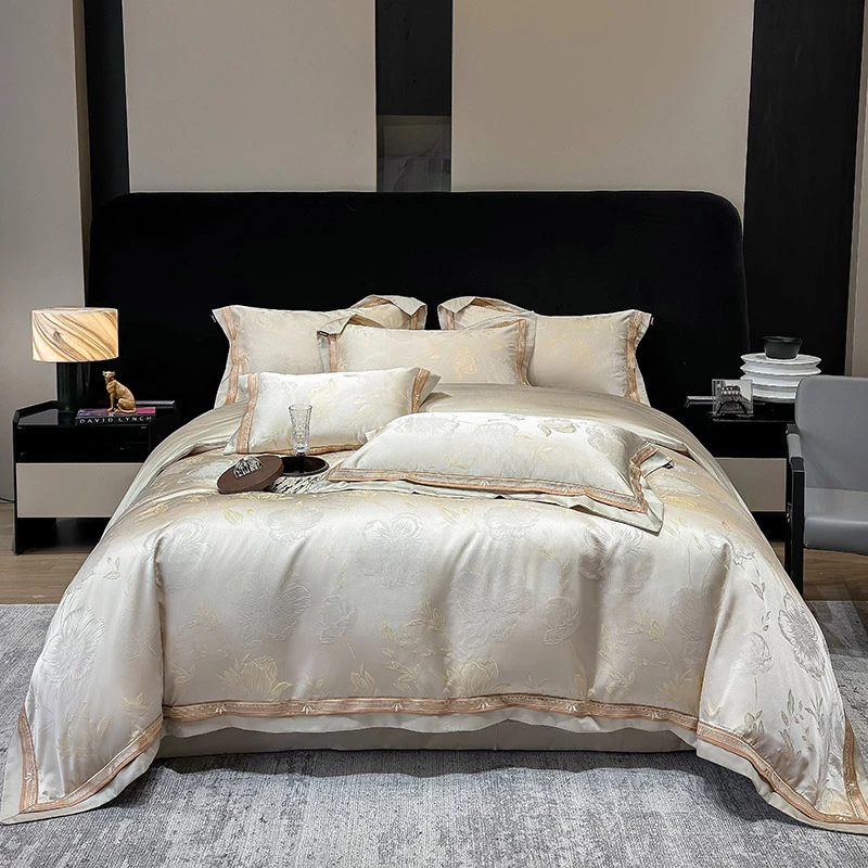 Experience Silky Softness with Lyocell Cotton Jacquard Bedding set Double Queen King 4Pcs duvet cover Bed sheet Pillowcases