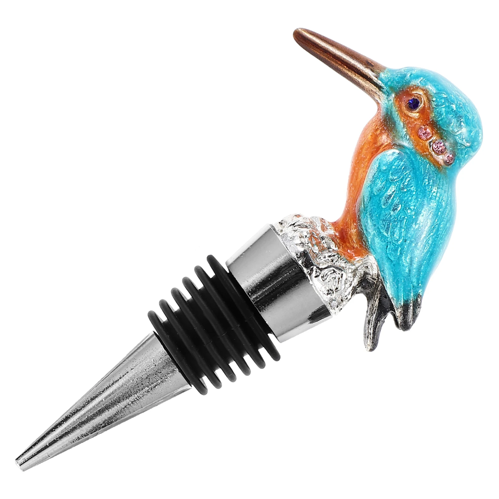 

Creative Enamel Kingfisher Bottle Stopper Silver Color Sealing Plug For Glass Bottles Reusable Party Accessories