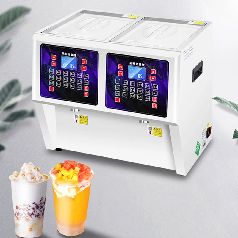 220V Double-Cylinder Powder Quantitative Machine 3.5L*2 Powder Dispenser Measuring Machine for Creamer/Taro/Cocoa Powder