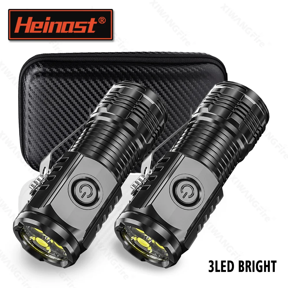 3Led Bright Mini Flashlights Rechargeable Portable Pocket Torch Light Outdoor Emergency Flash Handheld  EDC Lights w/ Pen Clip