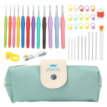 9/37pcs Ergonomic crochet hook set Extra Long Kit Crochet Needles Knitting Crochet Tricot…