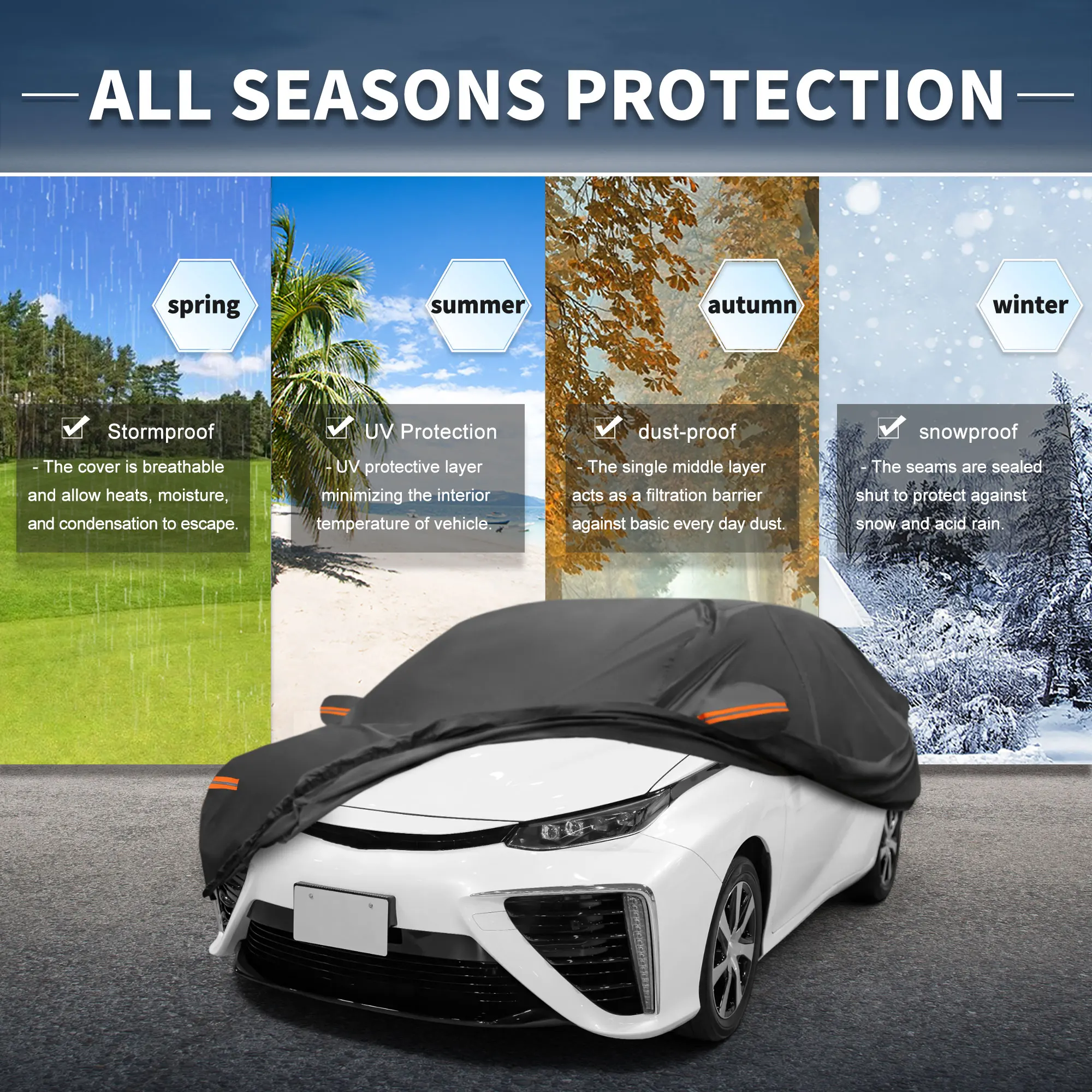 

Автомобильный чехол Uxcell с левой боковой молнией, алюминиевая пленка для Toyota Mirai Sedan