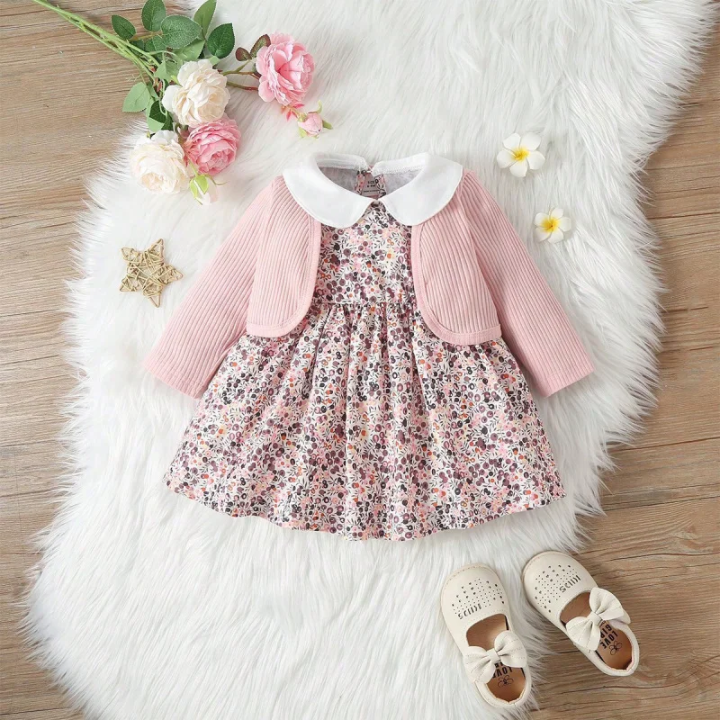 

Autumn Winter Floral Princess Dress Cute Baby Girl Children's Dress Set Girls' Dress High-end Autumn