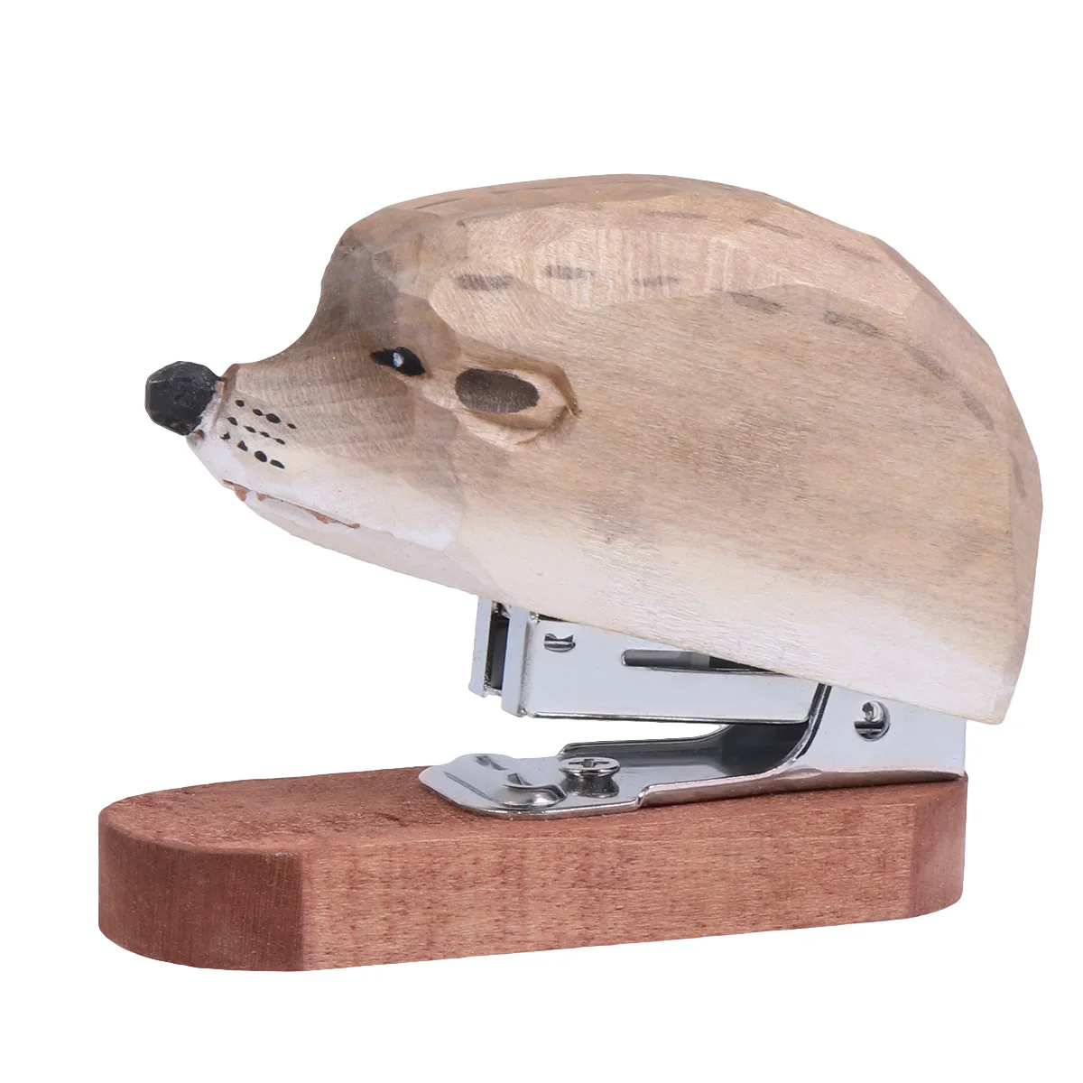 

Mini Wooden Stapler Hedgehog Design Portable Book Sewer for Students Office School Use Manual Stapling Tool Compact Desktop