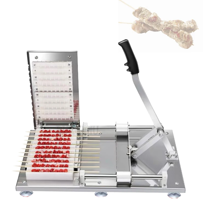 Manual Meat Skewer Machine Stainless Steel Lamb Skewer Machine Barbecue Kebab Piercer Meat String Machine