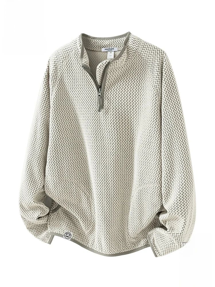 

Men's Loose Fit Long Sve T-irt Zipper Casual Top Comfortable Polyester Youth Faion Autumn Collection