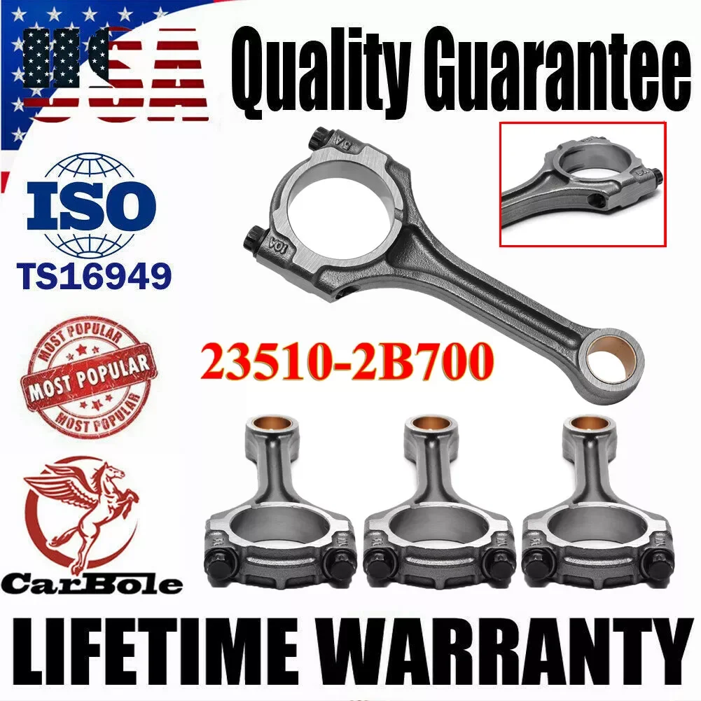 Carbole 4Pcs Engine Connecting Rod 23510-2B700 Fits For 2014-2021 Hyundai Kia 1.6L Turbo