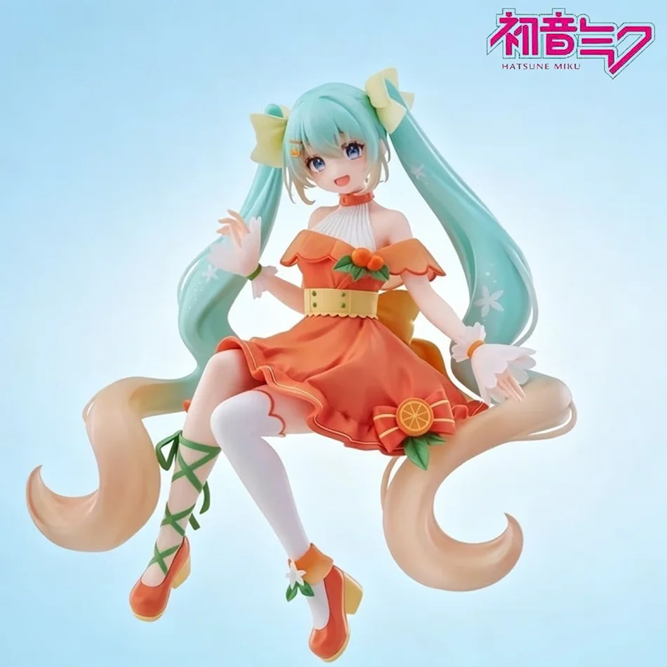 Hatsune Miku Sammelfigur, Orange Citrus Ver, statisches Anime-Modell, Tischdeko, süßes Geburtstagsgeschenk.