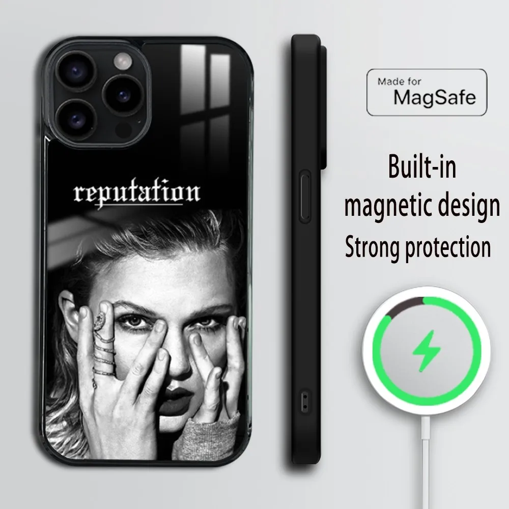 S-Swift Singer T-Taylor Phone Case For iPhone 16 15 14 13 12 11 Pro Max Plus Mini Magsafe Mirror Wireless Magnetic Cover