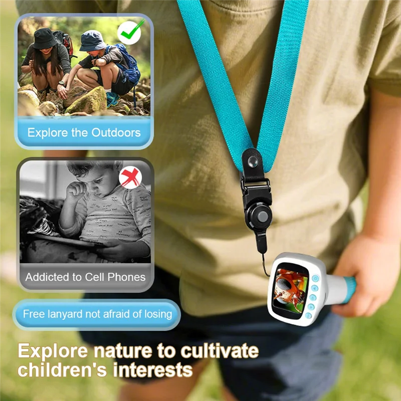 TTKK-For Kids Microscope 2 "IPS شاشة مكبر محمول باليد زجاج 1080P HD للتجارب العلمية