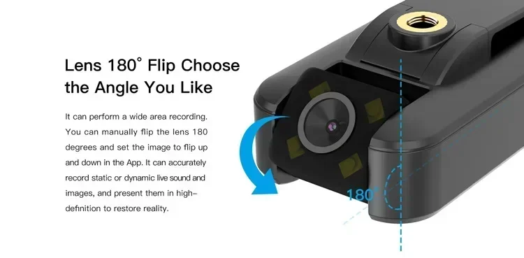 WD10 OKAM 4G 1080P HD Portable Camera 180° Rotatable Lens Night Vision Recorder Mobile Phone Remote Camera Portable Recorder