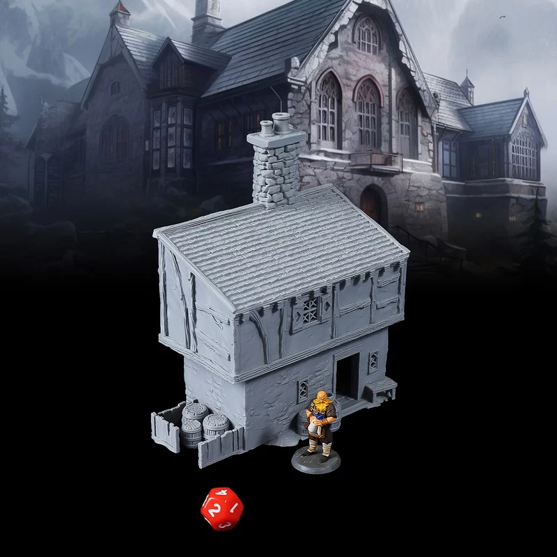 Medieval House RPG Terrain Building – Modular Mansion for RPG Tabletop Games, Fantasy Miniature Diorama Kit