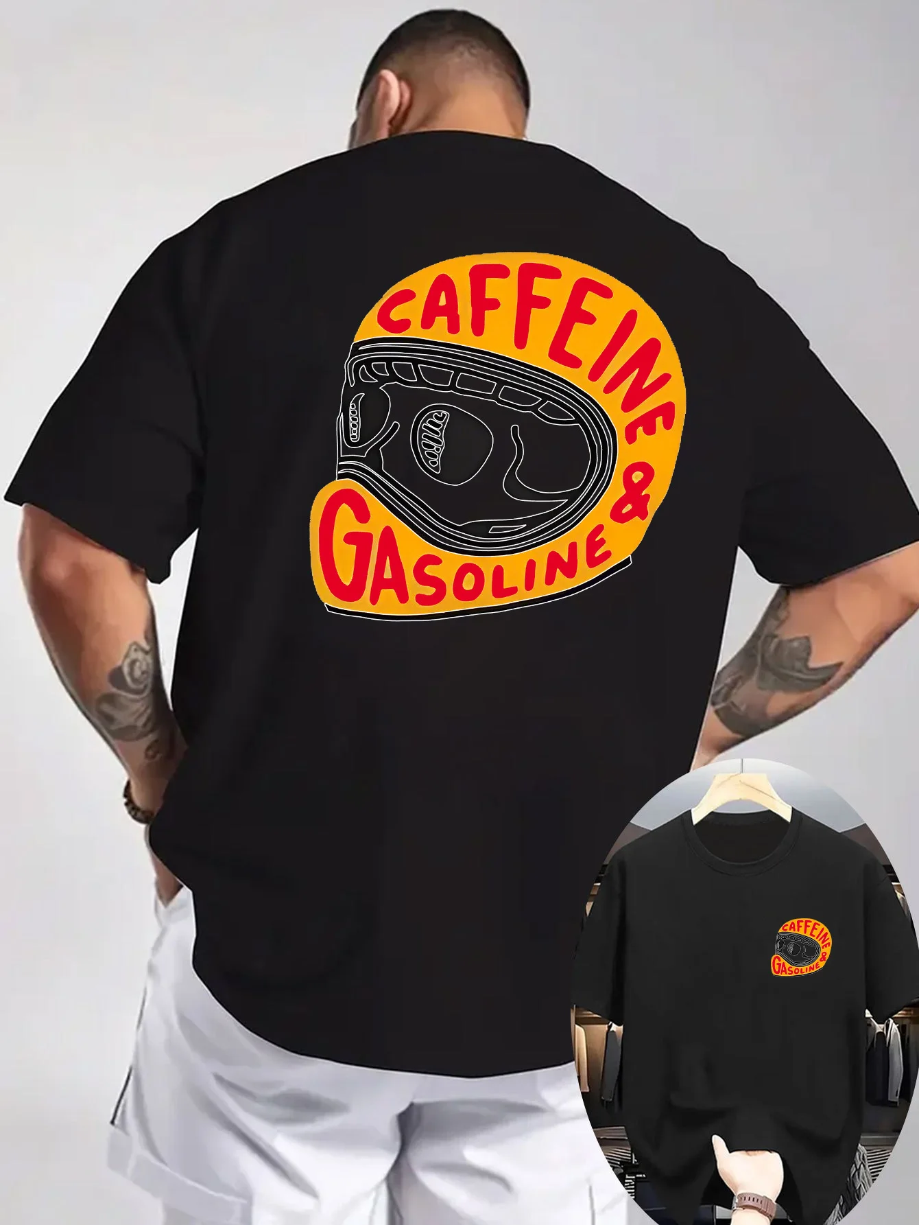 2026 Neues Sommer-Herren-T-Shirt, 100% Baumwolle, Muster-Print, Motorradhelm-Print, Lässig, Bequem, Locker Geschnitten – Detail 5