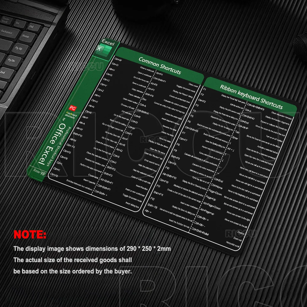 HD طباعة Excel مفاتيح الاختصار 29X25CM لوحة الماوس Ai PS Pr DeskMat مع حافة مخيط عدم الانزلاق اكسسوارات TableMats Office XXs حصيرة #1