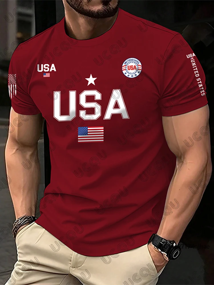 2026 New USA Flag Graphic Men Surfing T-shirt Summer Sports Quick Dry Tees Casual United States Print Streetwear Kids/Adult Tops