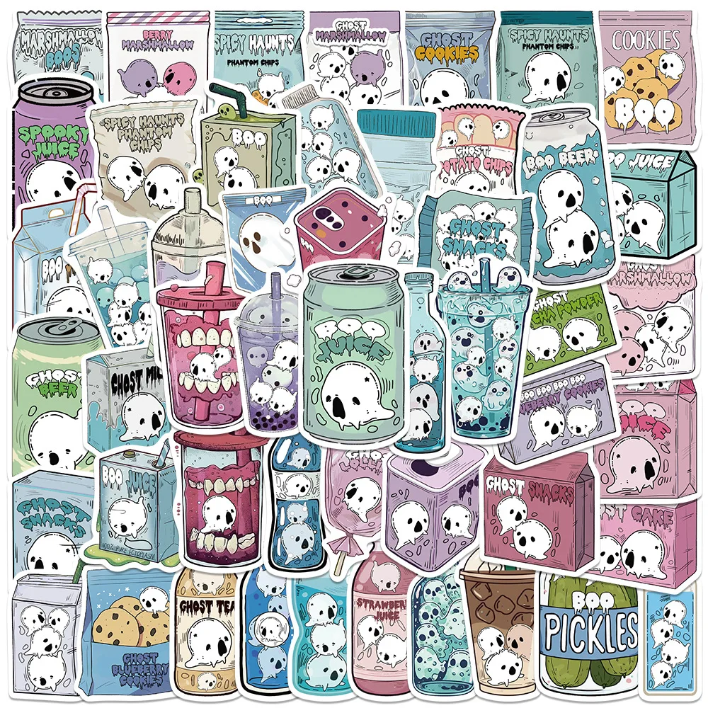 

10/30/50PCS Ghost Food Series Cartoon Sticker DIY Decoration Waterproof Skateboard Notebook Graffiti Toy