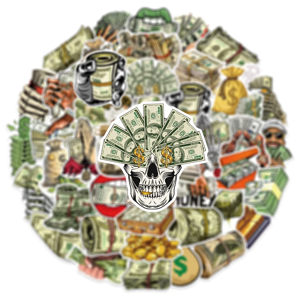 

10/30/50pcs Funny Dollar Money Series Stickers Cool Graffiti Decals Motorcycle Phone Car Luggage Cartoon Creative Sticker Decor