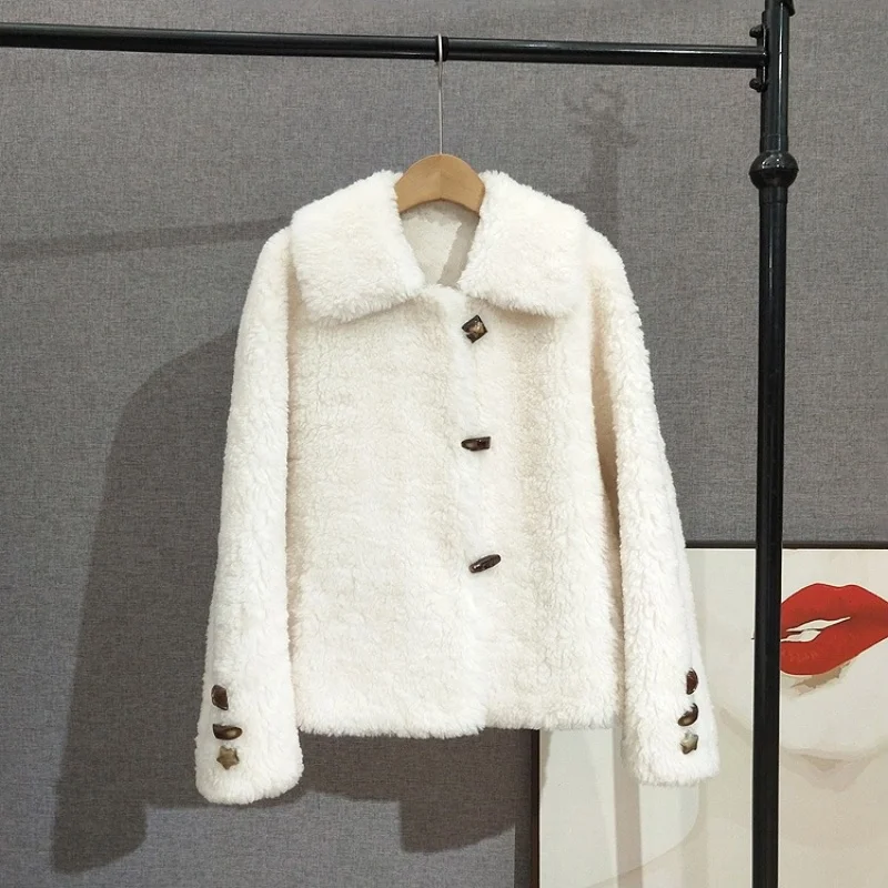 Veste d'hiver courte en laine d'agneau pour femme, manteau court en peau de mouton, vêtements d'extérieur élégants et élégants, JT541