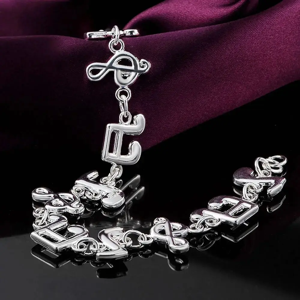 Beautiful Music Note 925 Sterling Silver Bracelets Woman High Quality Fashion Gorgeous Jewelry Floor Price Free Shipping