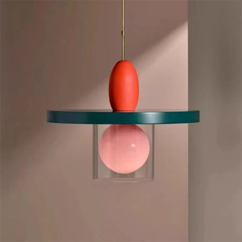 Modern art macarons colored metallic glass pendant lights bedroom bedside children's room lamps, decorative lighting fixtures