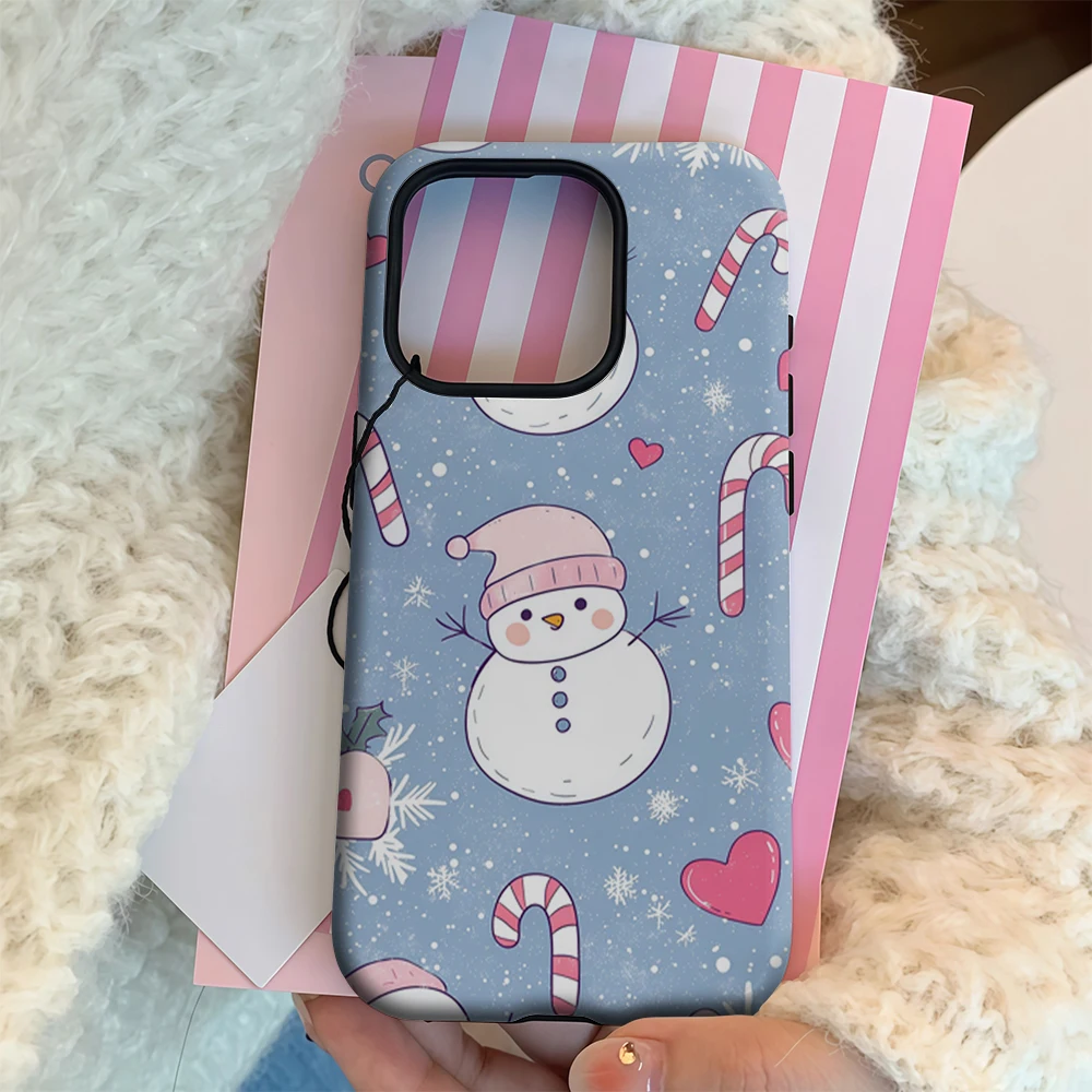 أحمر الخدود عيد الميلاد ثلج IPhone17 يجب أن يكون لديك جراب هاتف آيفون 17 16 15 14 13 12 Pro Max Plus غطاء خلفي مزدوج الطبقة