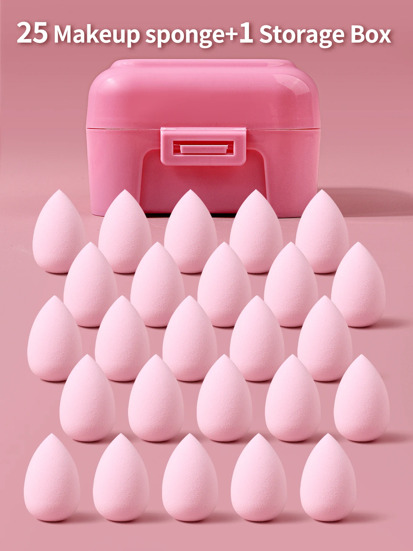 25PCS Mini Makeup Sponge Foundation Cosmetic Sponge with Storage Case Suitable For Cream & Powder Concealer