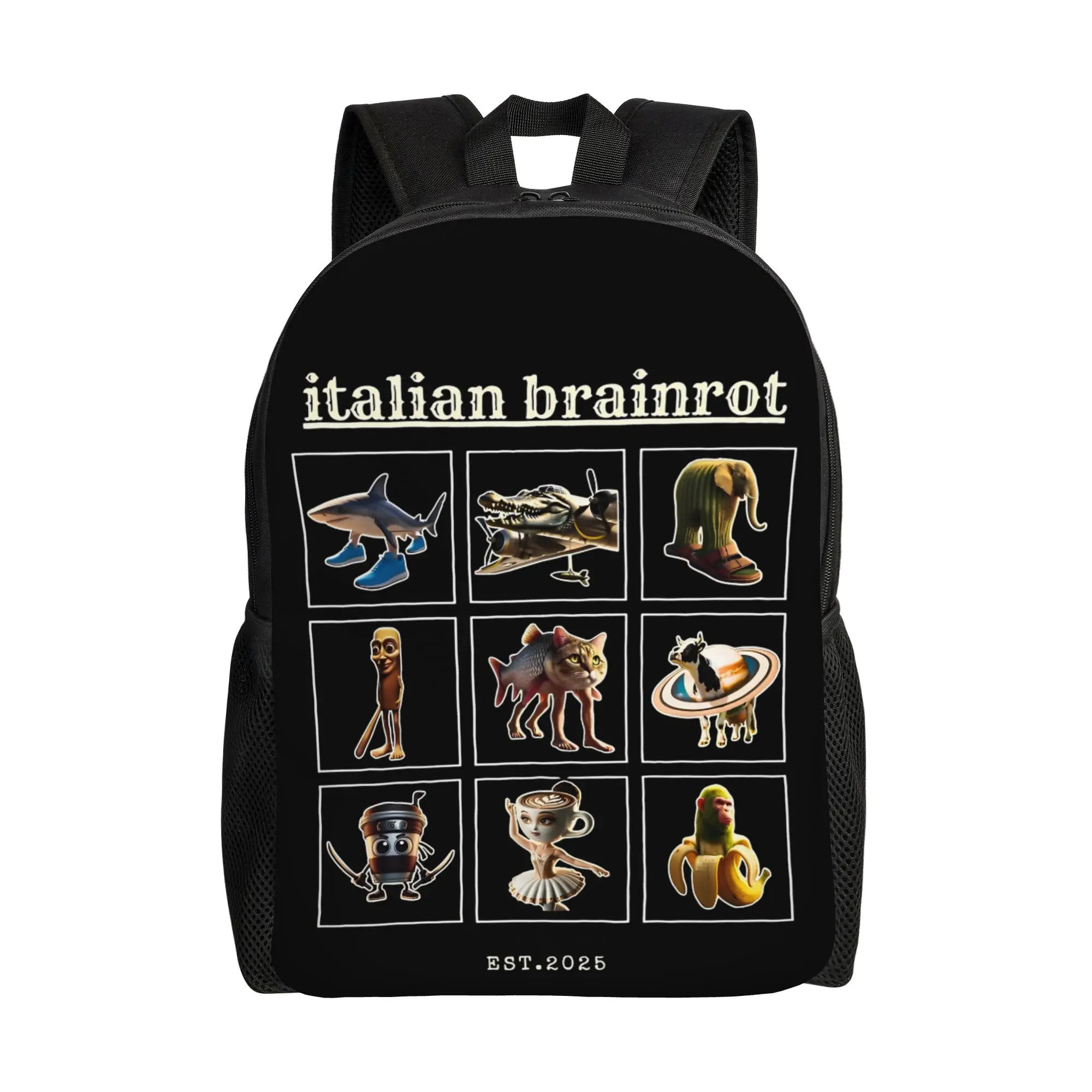 

Итальянский рюкзак-коллаж с забавными персонажами для мужчин и женщин, повседневный, для школы, бизнеса, ноутбука, спорта