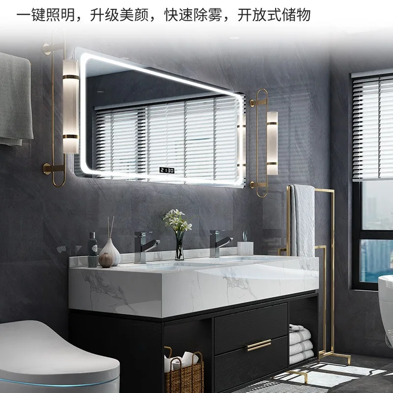 Customized intelligent light luxury bathroom cabinet combination modern simple marble bathroom washstand