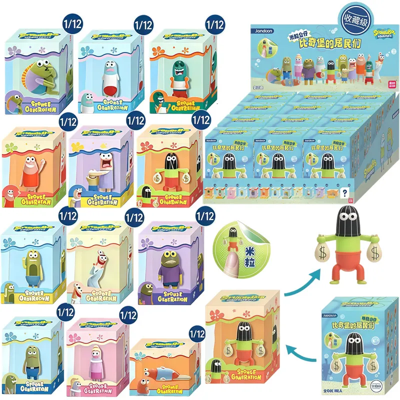 

JANDOOM SpongeBob Bikini Bottom Residents Action Figure Toys Rice Grain Doll Surprise Blind Box Desktop Ornament Birthday Gifts
