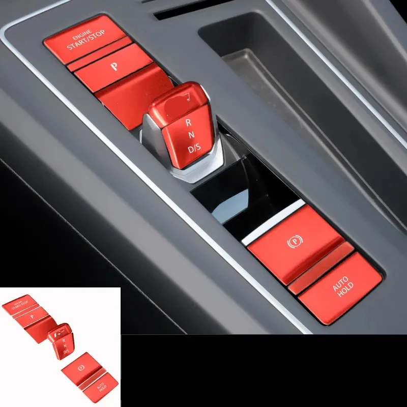 9 قطعة سيارة الداخلية فرملة اليد والعتاد التحول المقبض وقوف السيارات الفرامل P التبديل زر ملصق ل VW Golf 8 MK8 GTE GTD GTI R-line 2020-2021