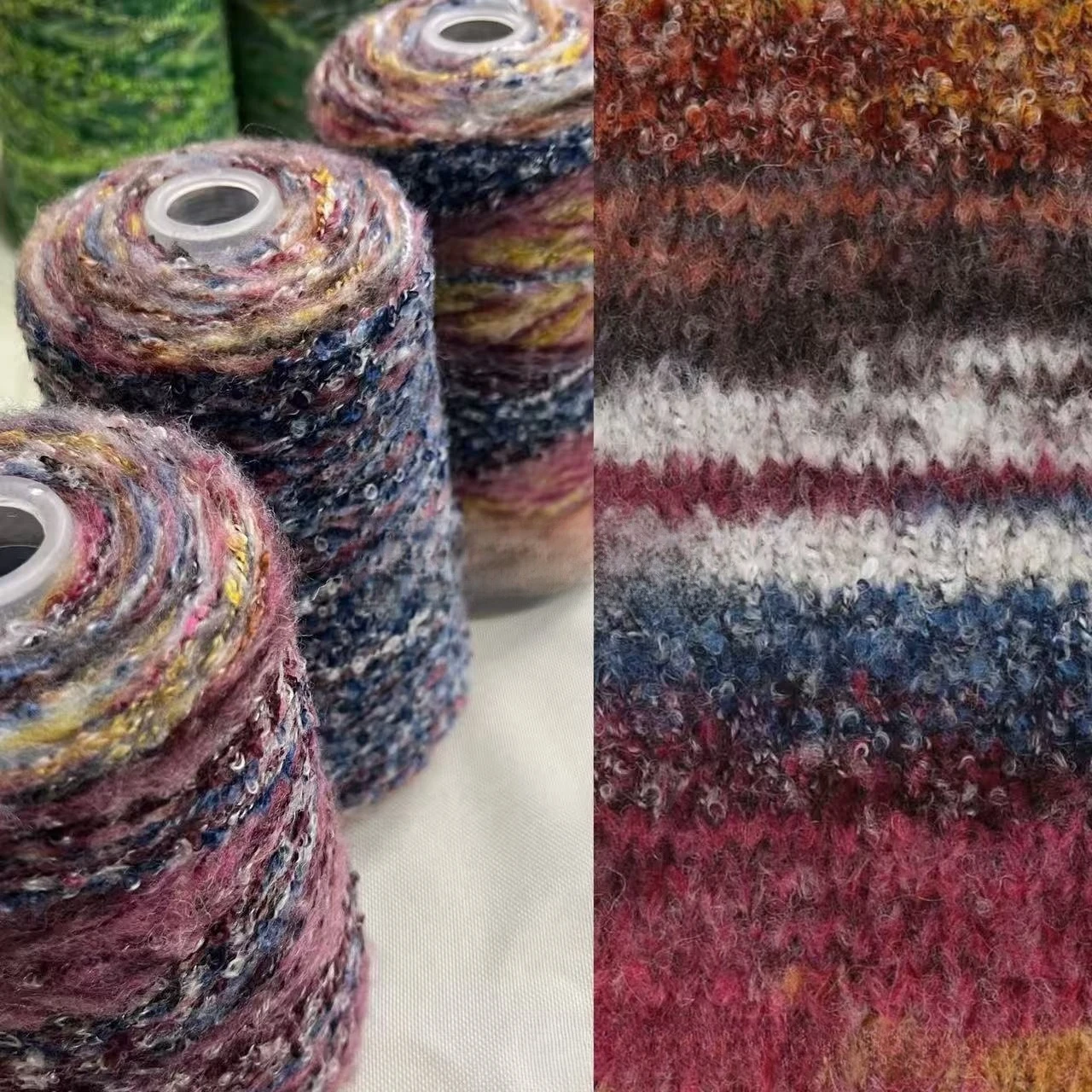 Terraced Gradient Mohair Loop Yarn Long Section Dye Hand Knitting Yarn Ball for Crochet Sweater and Bag Making