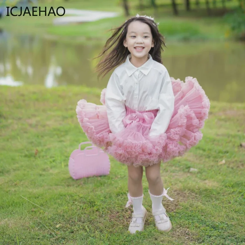 ICJAEHAO 2024 Children's Clothing Matching Skirt Girl's Princess Skirt Tutu Dresses Milan Classic Kids Mesh Costume Outfits