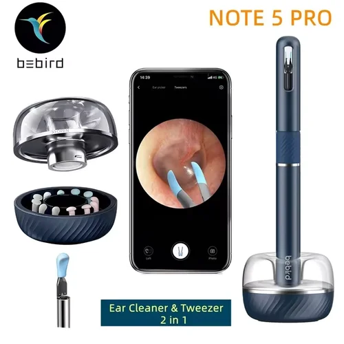 Bebird Note5 Pro limpiador de oídos palos de eliminación Visual de cera de los oídos pinzas endoscópicas HD 2 en 1 Mini cámara otoscopio cuidado de la salud
