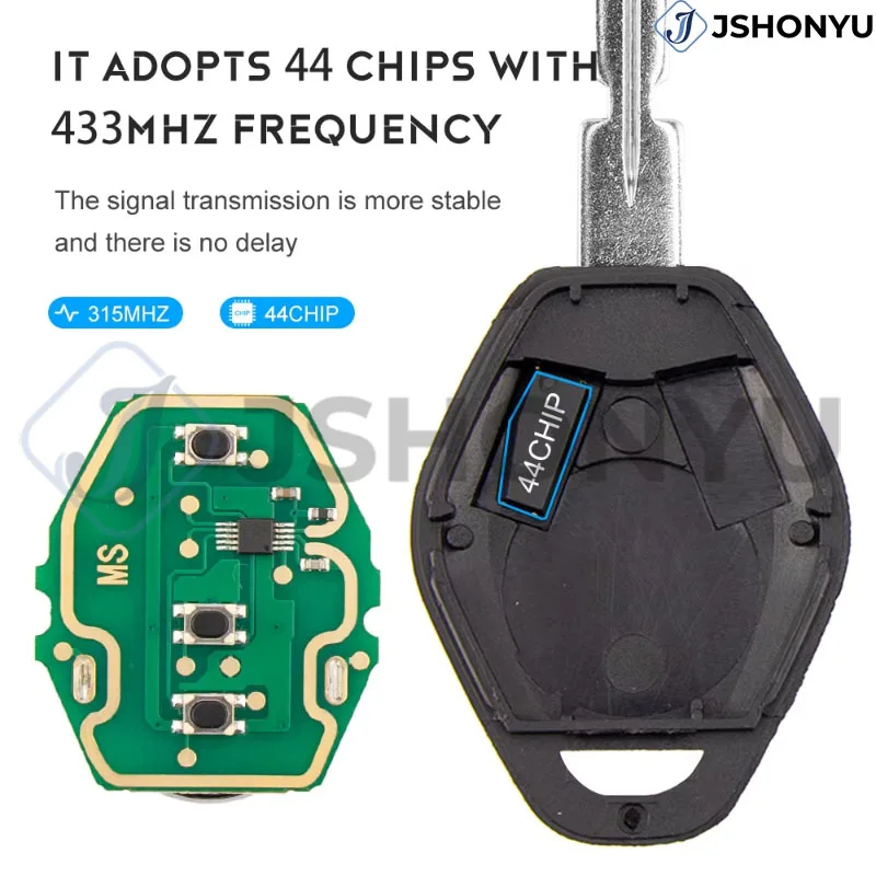 

JsHonYu EWS System ID44 Chip 315MHz 433MHz Remote Car Key for BMW E46 E39 E38 X3 X5 Z3 Z4 3 5 7 Series Fob